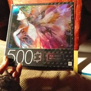 Foil effect metalique 500 piece puzzle 24" Milton Bradley nib. All pieces there